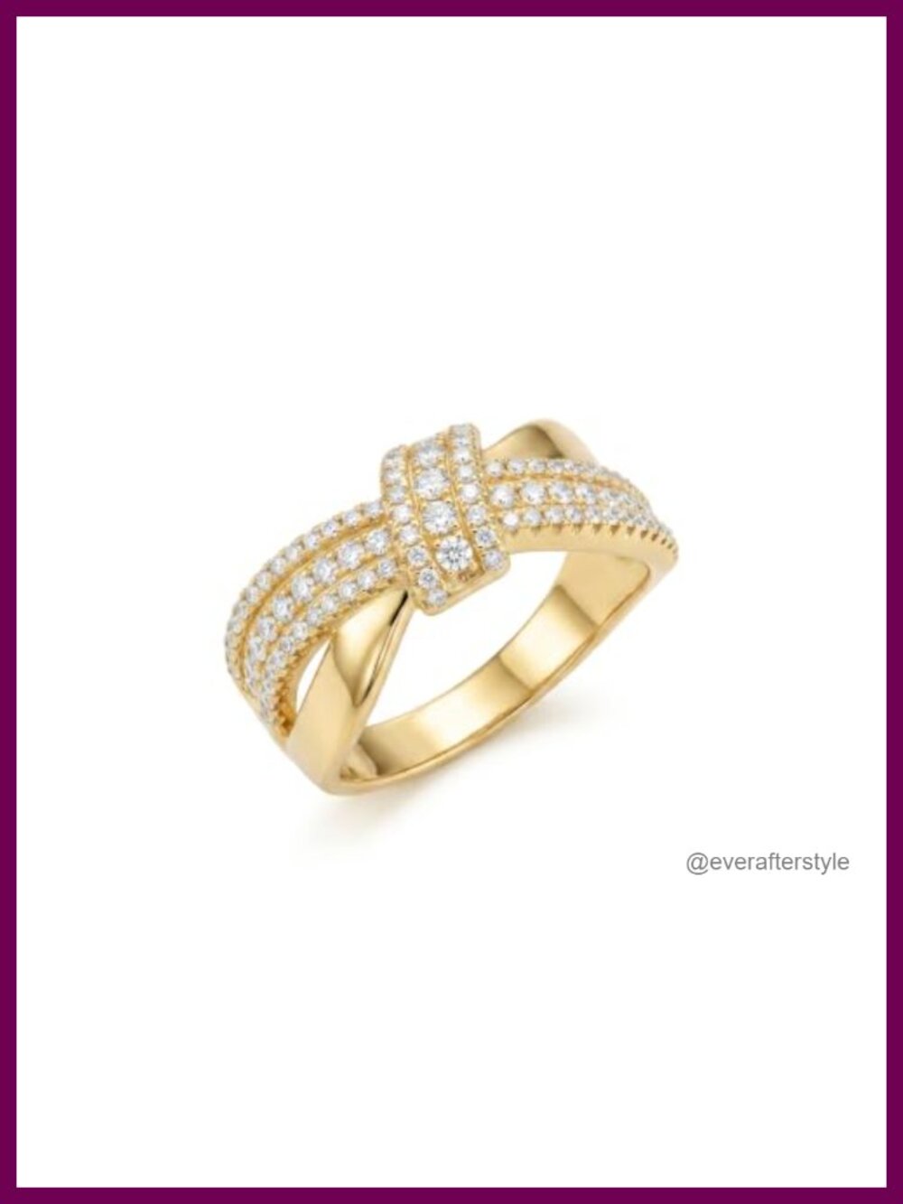14k Gold Plated Cross Ring Women Pave Zircon Witches Knot Statement Ring